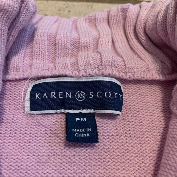 Karen Scott Colorblock Quarter-Zip Sweater Size PM - Picture 2 of 5